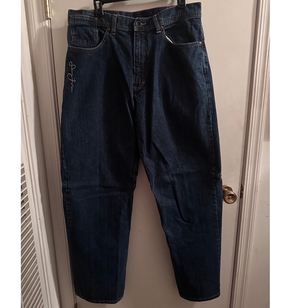 Sean John Mens Baggy Jeans Dark Wash Denim Y2K Streetwear Size 34x32 Relaxed Fit